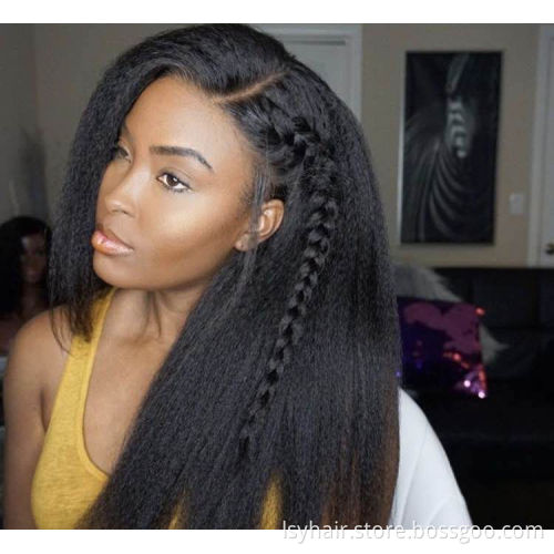 Kinky Straight Full Lace Wig 10 to 40 Inch 100% Brazilian Kinky Straight Human Hair Wigs Pre Plucked Hair Line Full Lace  Wig